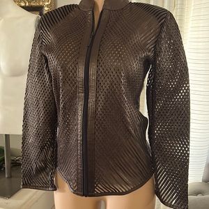 NATTO bronze mesh leather jacket.